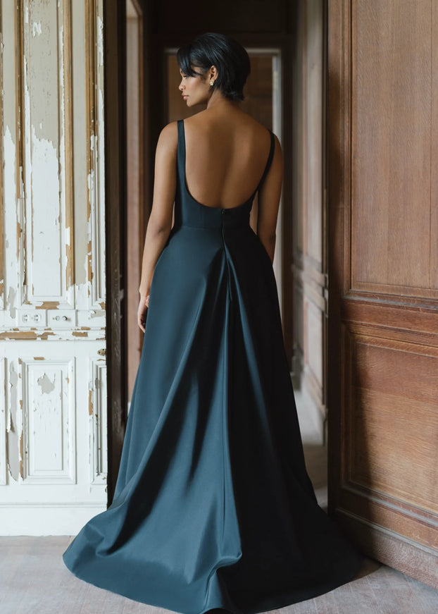 Anne Barge Melrose High-Low Gown with Dahlia Embroidery