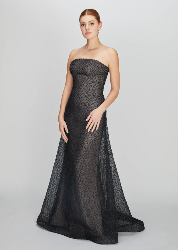 Anne Barge Crosby Organza Strapless Gown