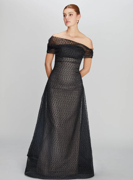 Anne Barge Crosby Organza Strapless Gown