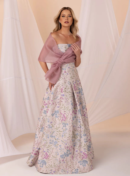 Anne Barge Annalise Jacquard Strapless A-Line Gown