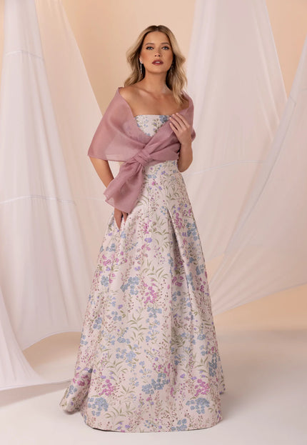 Anne Barge Annalise Jacquard Strapless A-Line Gown