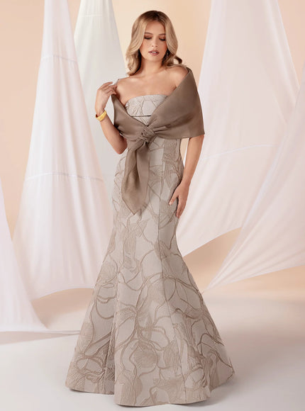 Anne Barge Annalise Jacquard Strapless A-Line Gown