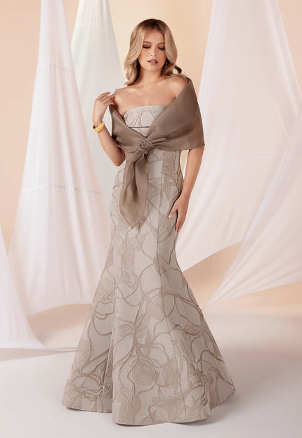 Anne Barge Annalise Jacquard Strapless A-Line Gown