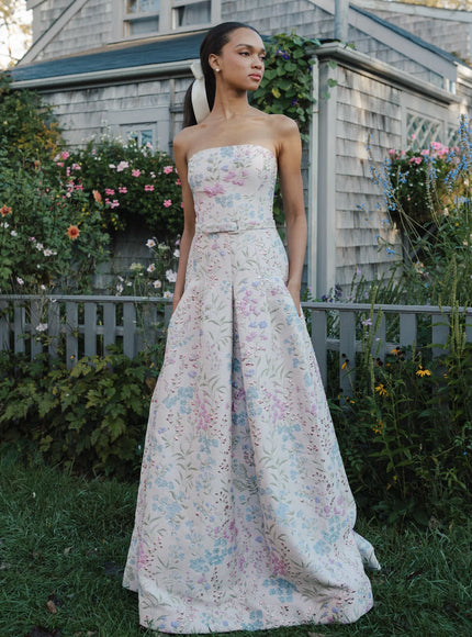 Anne Barge Annalise Jacquard Strapless A-Line Gown