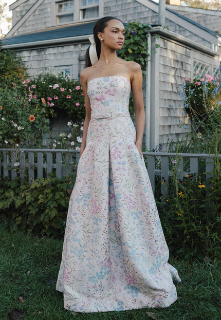 Anne Barge Annalise Jacquard Strapless A-Line Gown