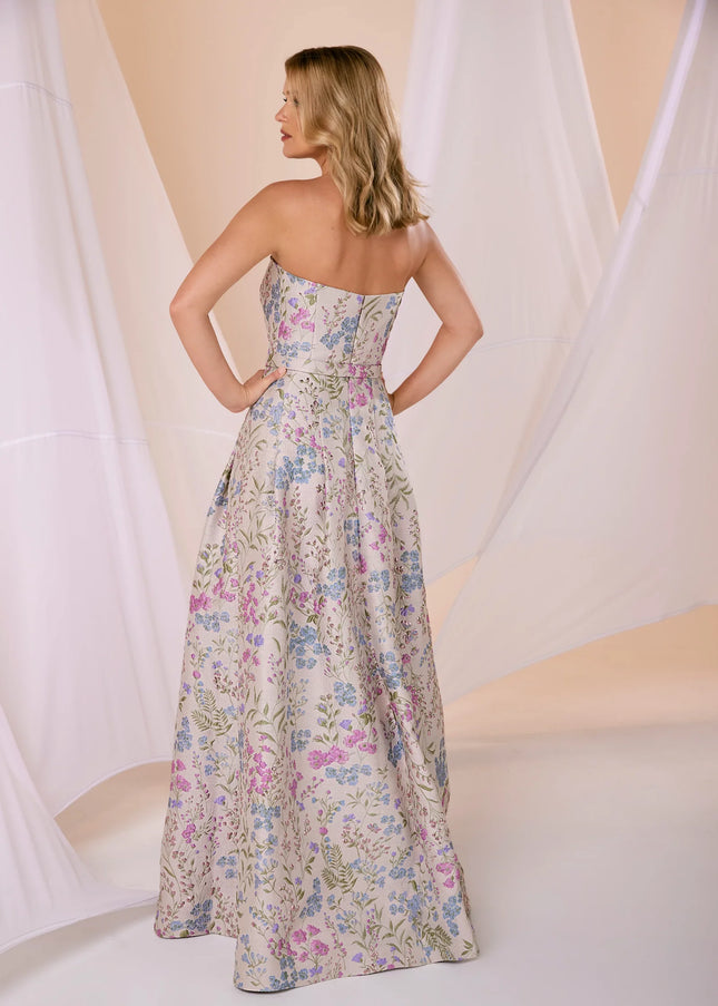 Anne Barge Annalise Jacquard Strapless A-Line Gown