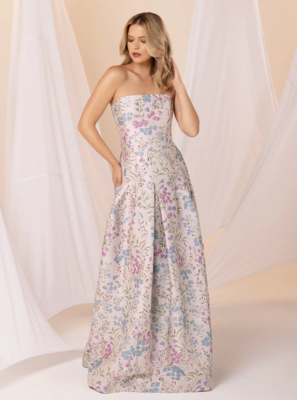 Anne Barge Annalise Jacquard Strapless A-Line Gown