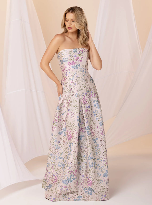 Anne Barge Annalise Jacquard Strapless A-Line Gown