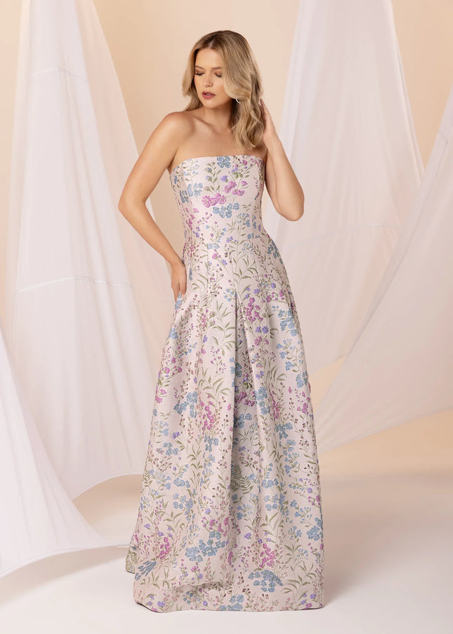 Anne Barge Annalise Jacquard Strapless A-Line Gown