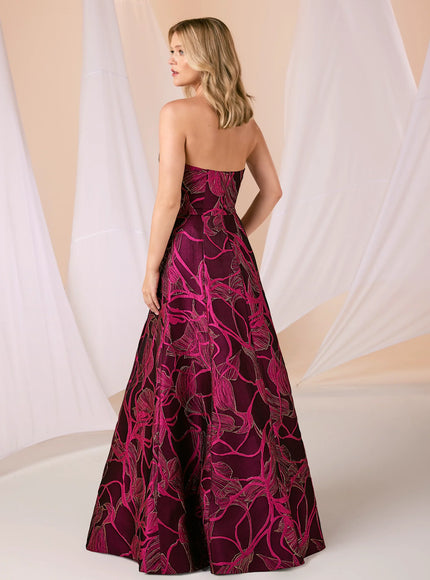 Anne Barge Arden Jacquard Strapless A-Line Gown