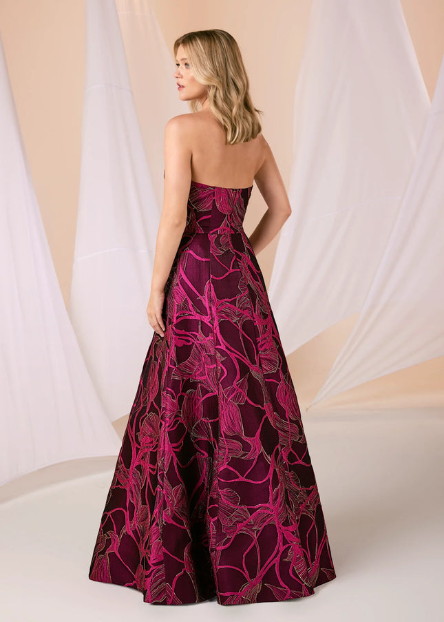 Anne Barge Arden Jacquard Strapless A-Line Gown