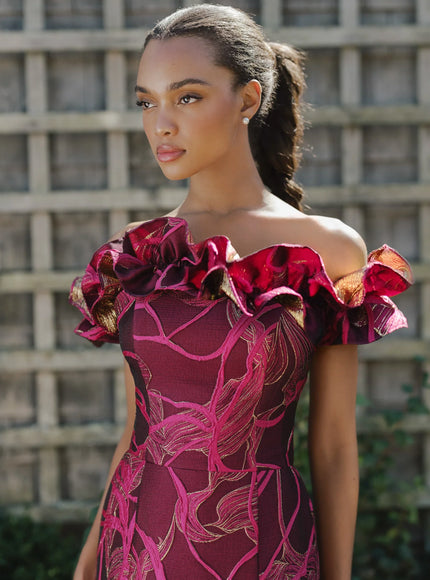 Anne Barge Arden Jacquard Strapless A-Line Gown