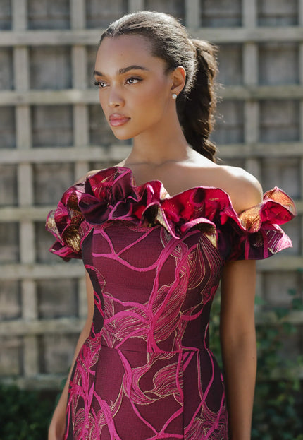Anne Barge Arden Jacquard Strapless A-Line Gown