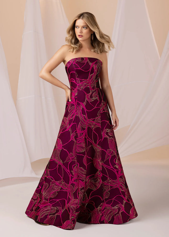 Anne Barge Arden Jacquard Strapless A-Line Gown