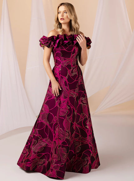 Anne Barge Arden Jacquard Strapless A-Line Gown