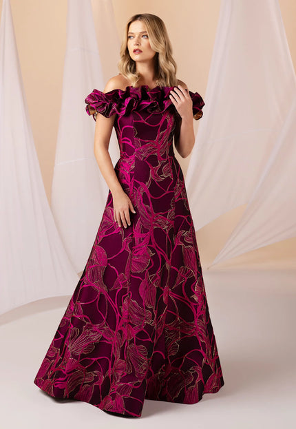 Anne Barge Arden Jacquard Strapless A-Line Gown