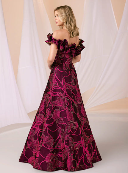 Anne Barge Arden Jacquard Strapless A-Line Gown