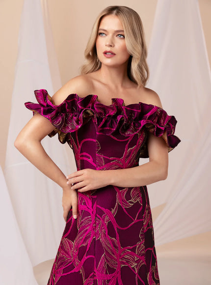 Anne Barge Arden Jacquard Strapless A-Line Gown