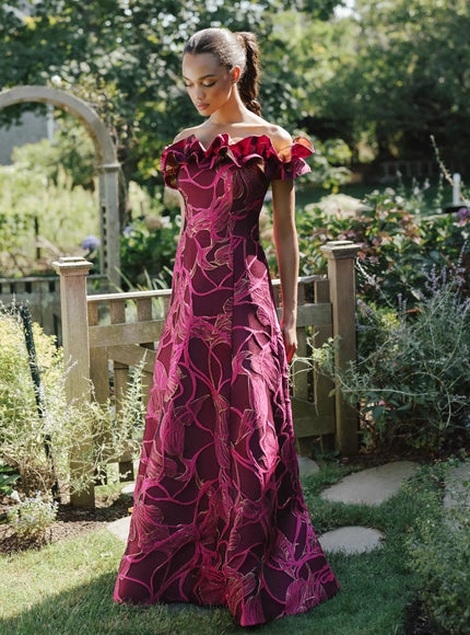 Anne Barge Arden Jacquard Strapless A-Line Gown
