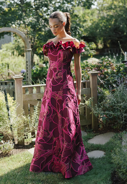 Anne Barge Arden Jacquard Strapless A-Line Gown