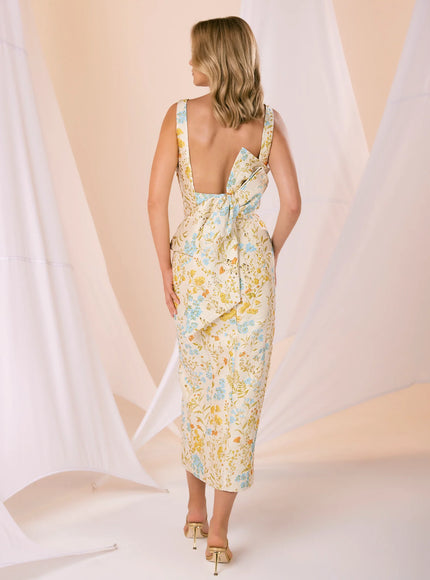 Anne Barge Cooper V-Neck Column Midi Dress