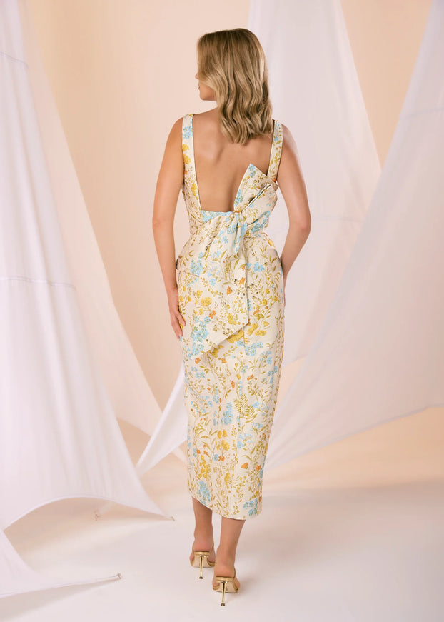 Anne Barge Cooper V-Neck Column Midi Dress