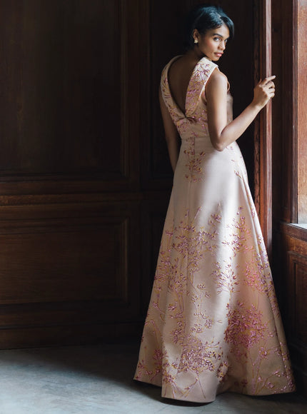 Anne Barge Wyndmoor Jacquard A-Line Evening Gown