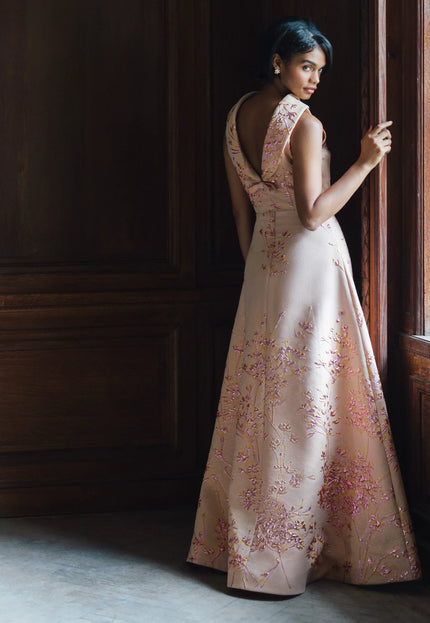 Anne Barge Wyndmoor Jacquard A-Line Evening Gown
