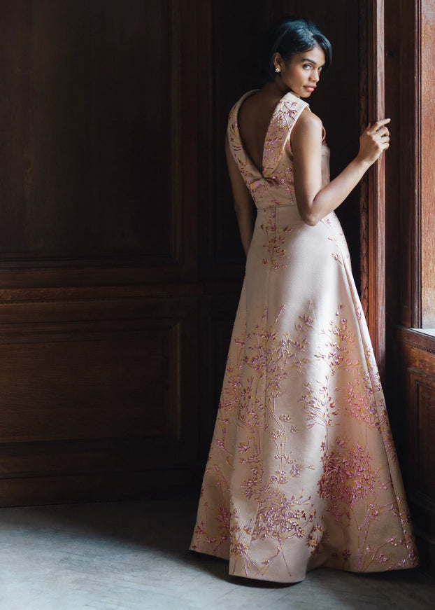 Anne Barge Wyndmoor Jacquard A-Line Evening Gown