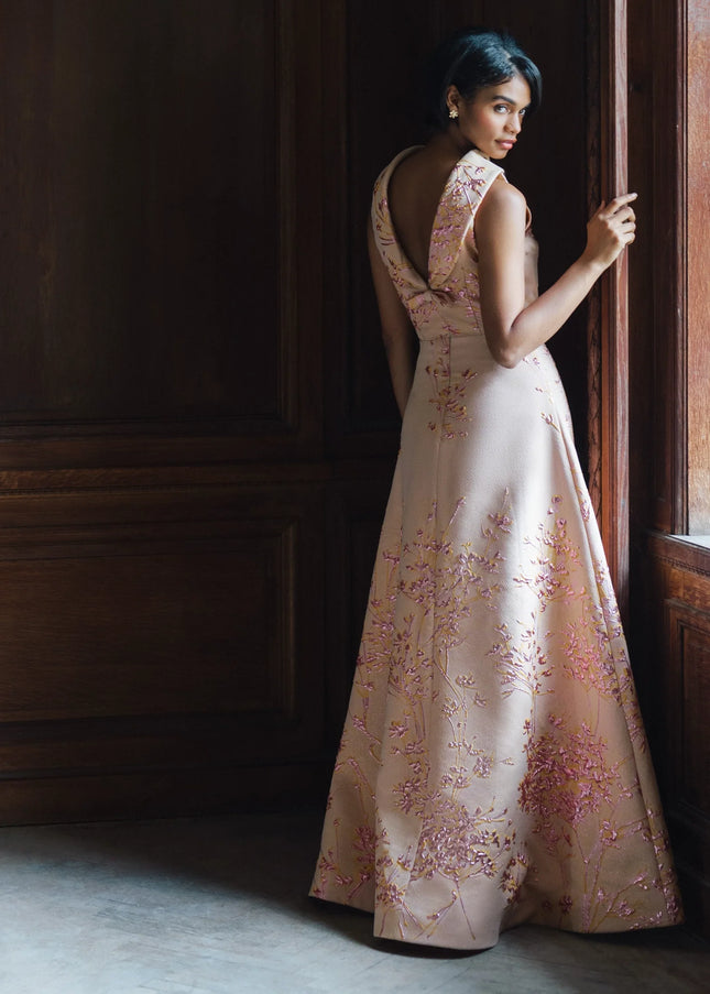 Anne Barge Wyndmoor Jacquard A-Line Evening Gown