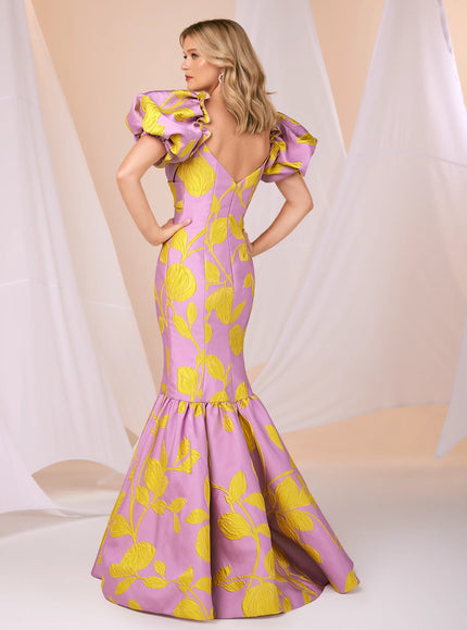 Anne Barge Ryan Bold Floral Jacquard Gown