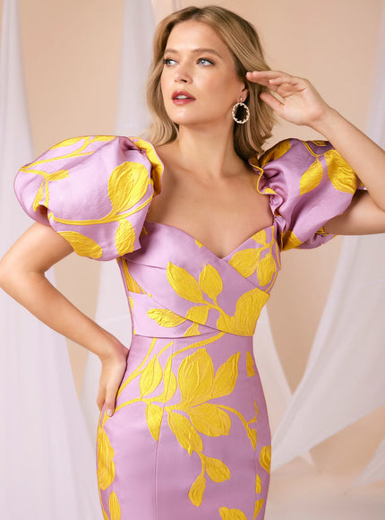 Anne Barge Ryan Bold Floral Jacquard Gown
