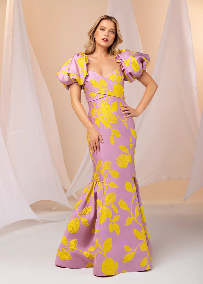 Anne Barge Ryan Bold Floral Jacquard Gown
