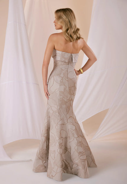Anne Barge Stewart Tonal Metallic Leaf Jacquard Gown
