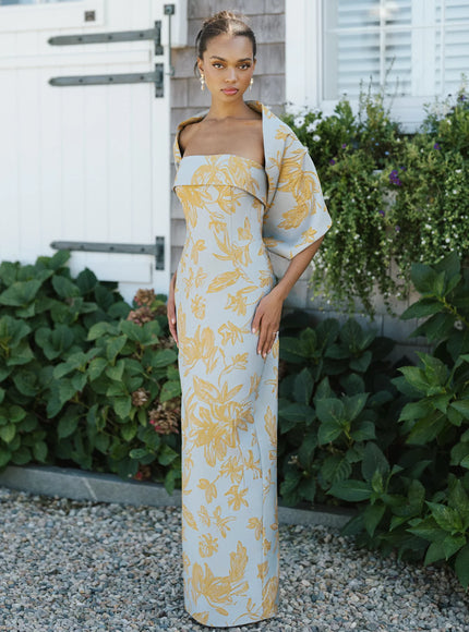 Anne Barge Jenkins Jacquard Strapless Column Gown