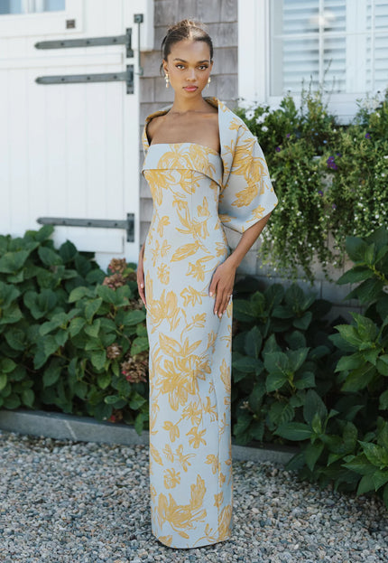 Anne Barge Jenkins Jacquard Strapless Column Gown