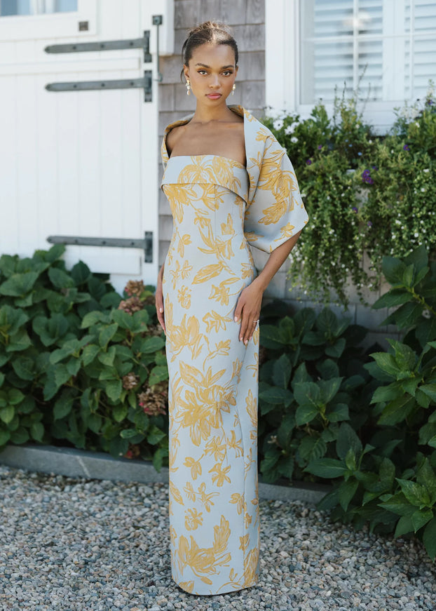 Anne Barge Jenkins Jacquard Strapless Column Gown
