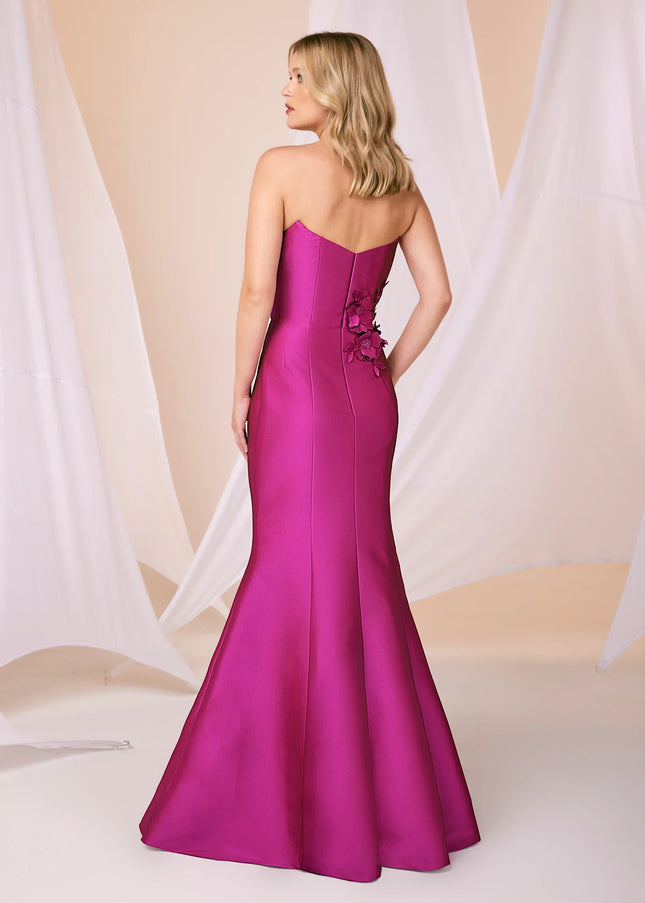 Anne Barge Sutton Stretch Gown with Floral Appliqués