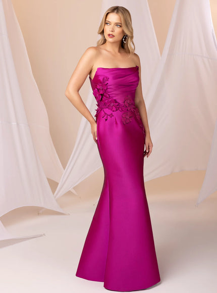 Anne Barge Sutton Stretch Gown with Floral Appliqués
