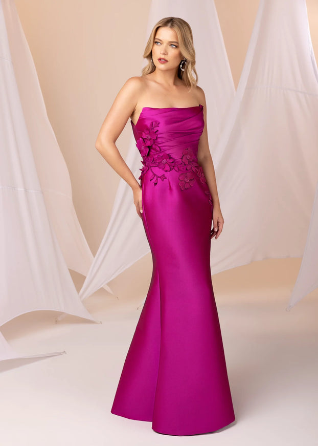 Anne Barge Sutton Stretch Gown with Floral Appliqués