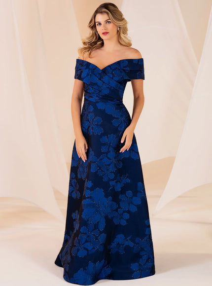 Anne Barge Jules Draped Neck A-Line Evening Gown