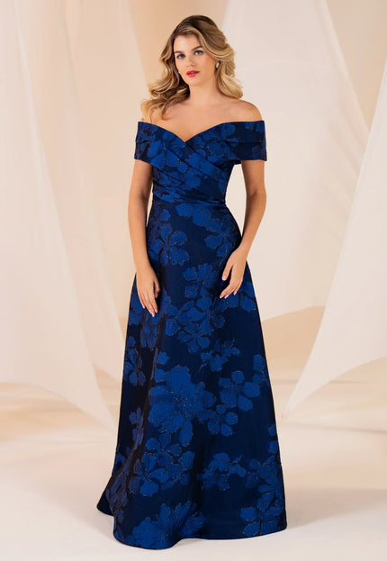 Anne Barge Jules Draped Neck A-Line Evening Gown