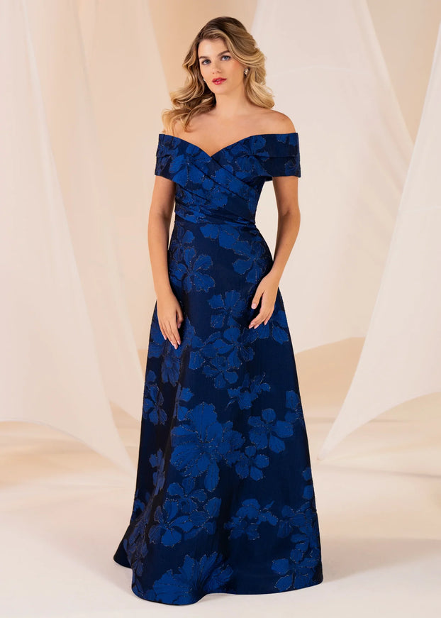 Anne Barge Jules Draped Neck A-Line Evening Gown