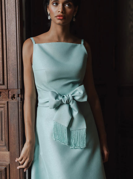 Anne Barge Mott Metallic Faille Pique Evening Gown