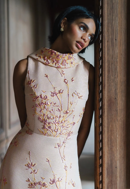 Anne Barge Wyndmoor Jacquard A-Line Evening Gown