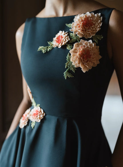 Anne Barge Melrose High-Low Gown with Dahlia Embroidery