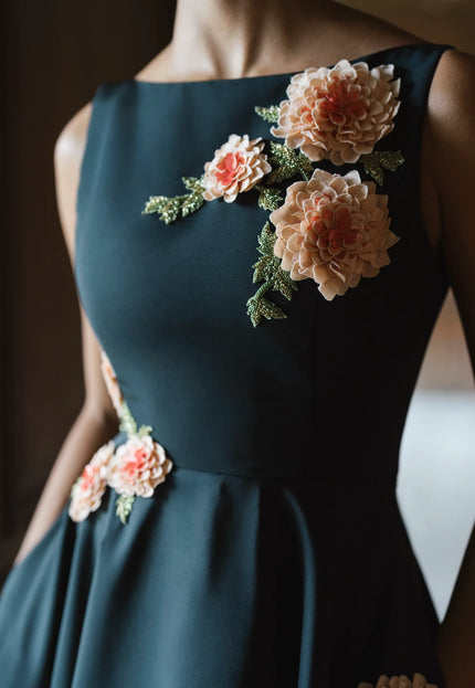 Anne Barge Melrose High-Low Gown with Dahlia Embroidery