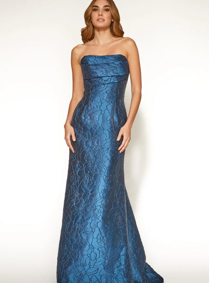 Anne Barge Leila Jacquard Strapless Trumpet Gown
