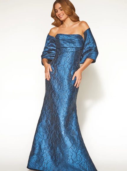 Anne Barge Leila Jacquard Strapless Trumpet Gown