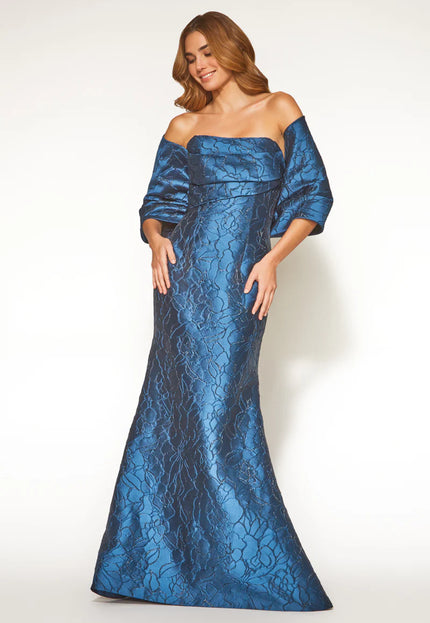 Anne Barge Leila Jacquard Strapless Trumpet Gown